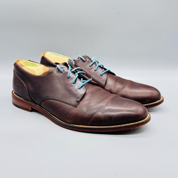 J Shoes Men 10 Brown Leather Derby Oxford Lace Up Dress Handcrafted Sole Classic main image 6